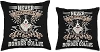 Vista 3 de Border Collie Dog Gift Tee Never Underestimate an Old Man with Border Collie - Almohada para perro, 18 x 18 pulgadas, multicolor