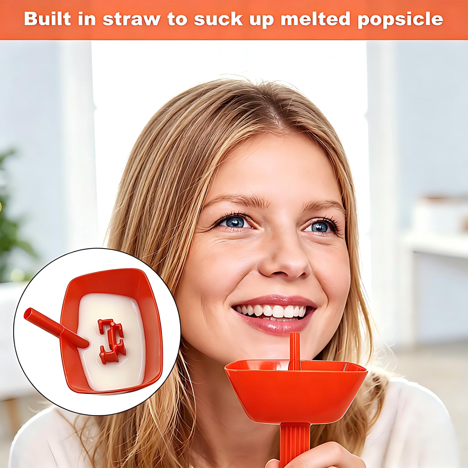 5 Piezas Soporte para Helado Antigoteo, Soporte Antigoteo para Paletas con Pajita, Reutilizable, Ideal para Helados, Paletas y Golosinas Congeladas, Perfecto para Fiesta de Verano