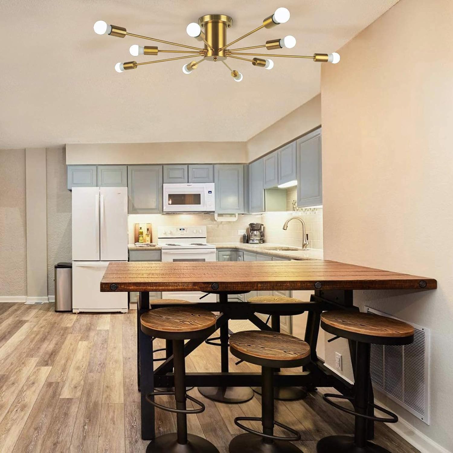 Top Rated Modern Sputnik Chandelier Black Flush Mount Ceiling Light Rustic Chandelier for Living Room Bedroom Dining Room Kitchen 10 Lights (Brass) Limited Stock Modern Sputnik Chandelier Black Flush Mount Ceiling Light Rustic Chandelier for Living Room Bedroom Dining Room Kitchen 10 Lights (Brass)