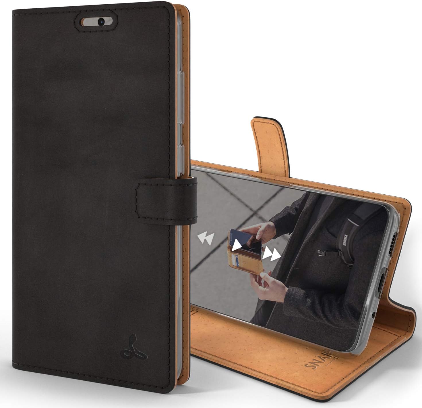 Snakehive Samsung Galaxy S20 Vintage Wallet || Real Leather Wallet Phone Case || Genuine Leather with Viewing Stand & 3 Card Holder || Flip Folio Cover with Card Slot (Black)