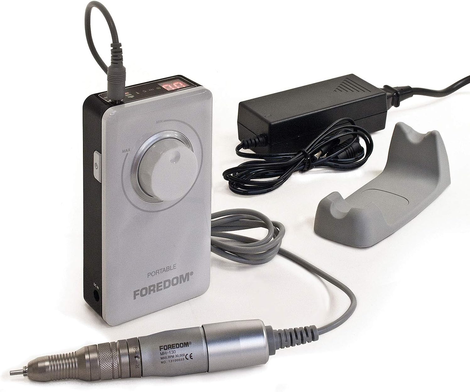 Micromotor Kit Battery operated or plug in w/Rotary Handpiece MH-130 w/ 1/8” Collet, Control Box & Handpiece Cradle HP4-933