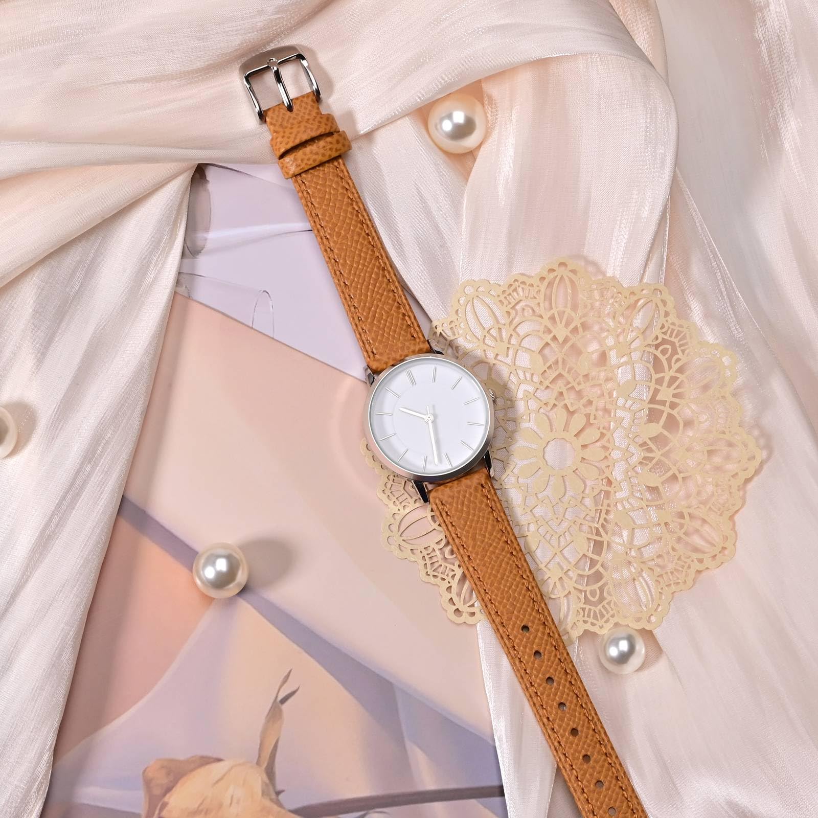 WOCCI Grace Watch Pasek do zegarka, skóra licowa, szybkie zapięcie, Quick Release, klamra ze stali nierdzewnej, szerokość paska 12, 14, 16, 18, 20 mm