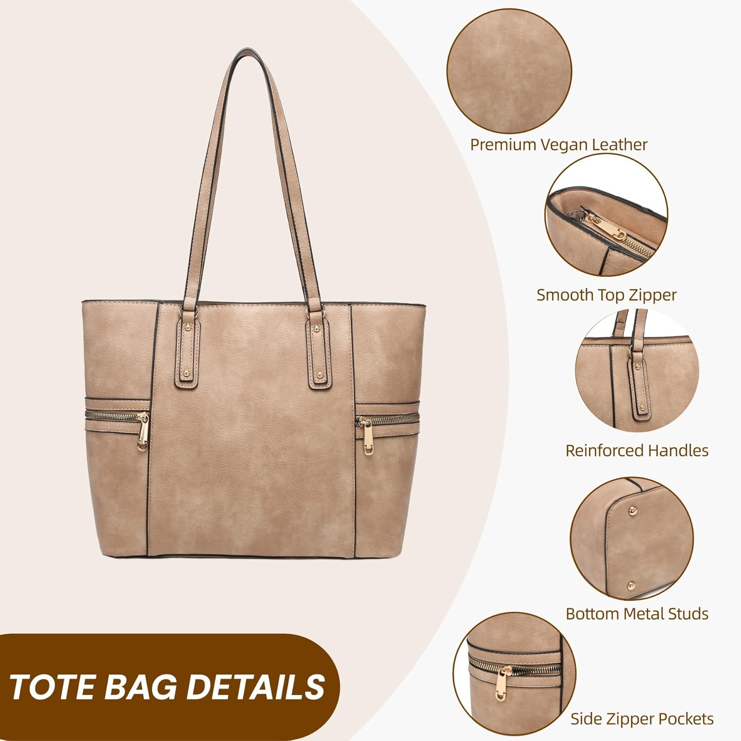 Purses and Handbags for Women Tote Bag Shoulder Bag Top Handle Satchel Purse Set with Wallet Large Work Tote 3pcs - Image 5