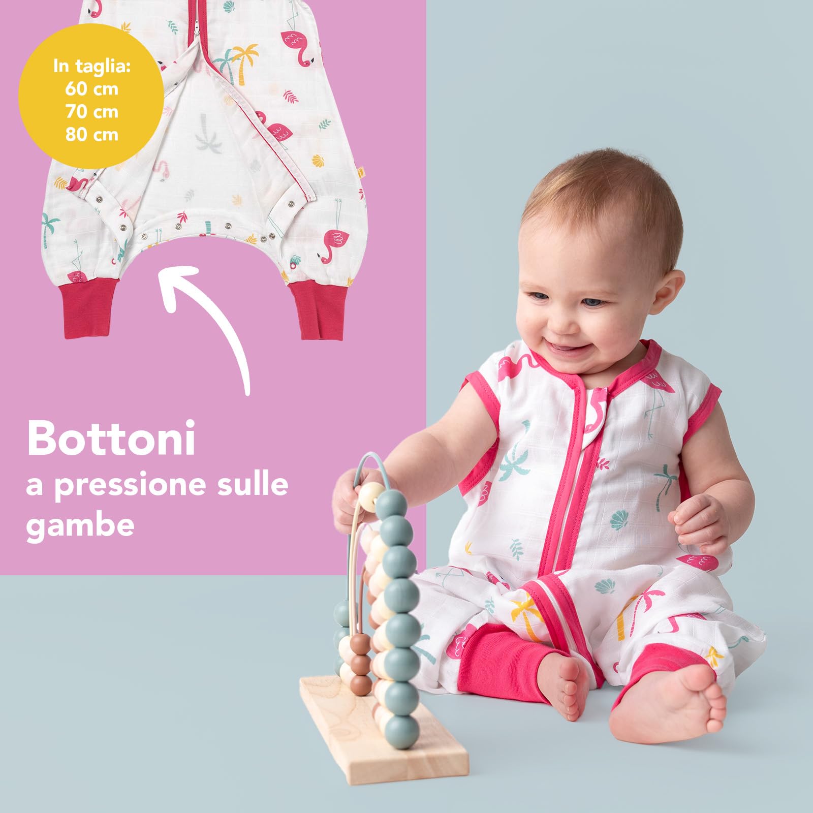 Slumbersac Sacco nanna con piedini bambini 0.5 Tog I Sacco nanna estivo | Sacco nanna Mussola di bambù