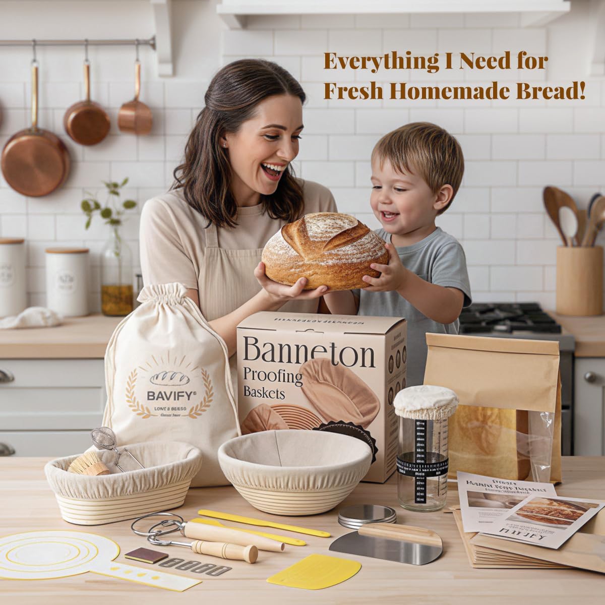 Sourdough Starter Kit, 9" Round & 10" Oval Banneton Bread Proofing Baskets Set with Jar, Sourdough Bread Baking Supplies Bread Making Tools, Sourdough Kit Gifts for Bakers Women - Image 6