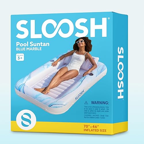 Miniatura 7 de SLOOSH Inflatable Tanning Pool Lounger Float, 70" x 46" Pool Floats Adult with Pillow, 4 in 1 Suntan Tub Raft Floatie,Sunbathing Bed Lounge for