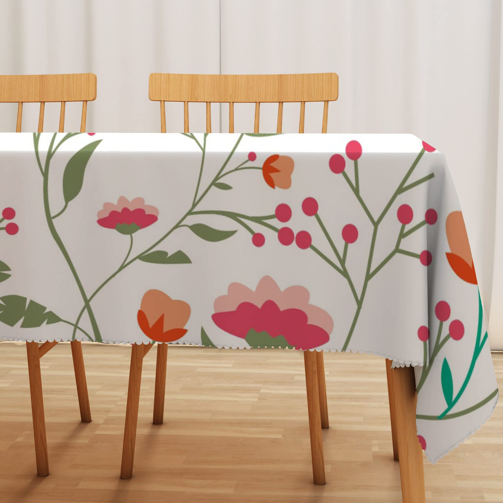Elegante mantel floral de 274 x 178 cm, impermeable, rectangular, para comedor, diseño de flores pintadas a mano, mantel lavable y duradero para protección de mesa de cocina y comedor