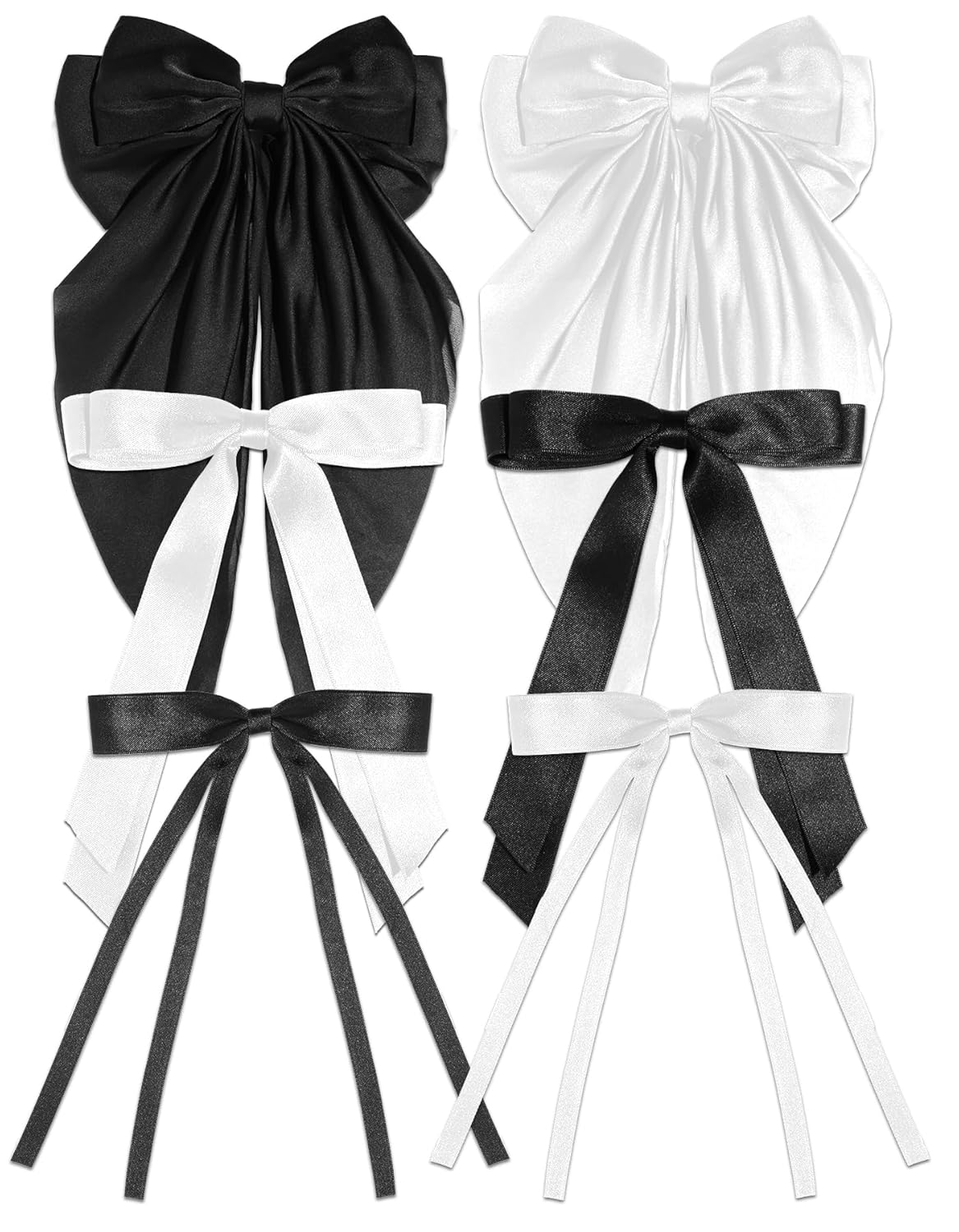 6pcs Hair Bows for Women Girls, Hair Clips Hair Ribbon Tassel with Long Tail, Cute