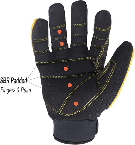 Vista 2 de HANDLANDY Guantes antivibración, acolchado SBR, protector TPR, guantes de trabajo mecánico (L, negro)