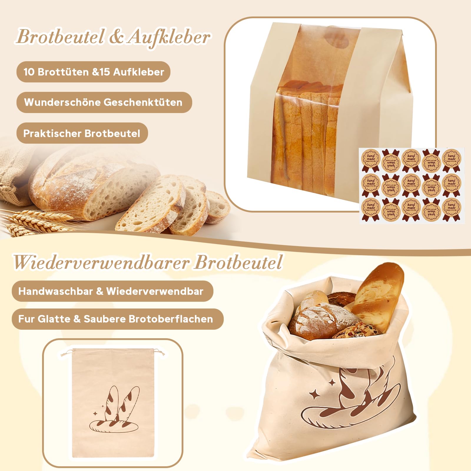 Sauerteig Starter Set, 16-teilig Gärkorb Brot Set, Brot Backen Zubehör, Gärkörbchen Oval und Rund 25cm & 23cm, Sauerteig Glas, Geschenk für Anfänger und Erfahrener Bäcker