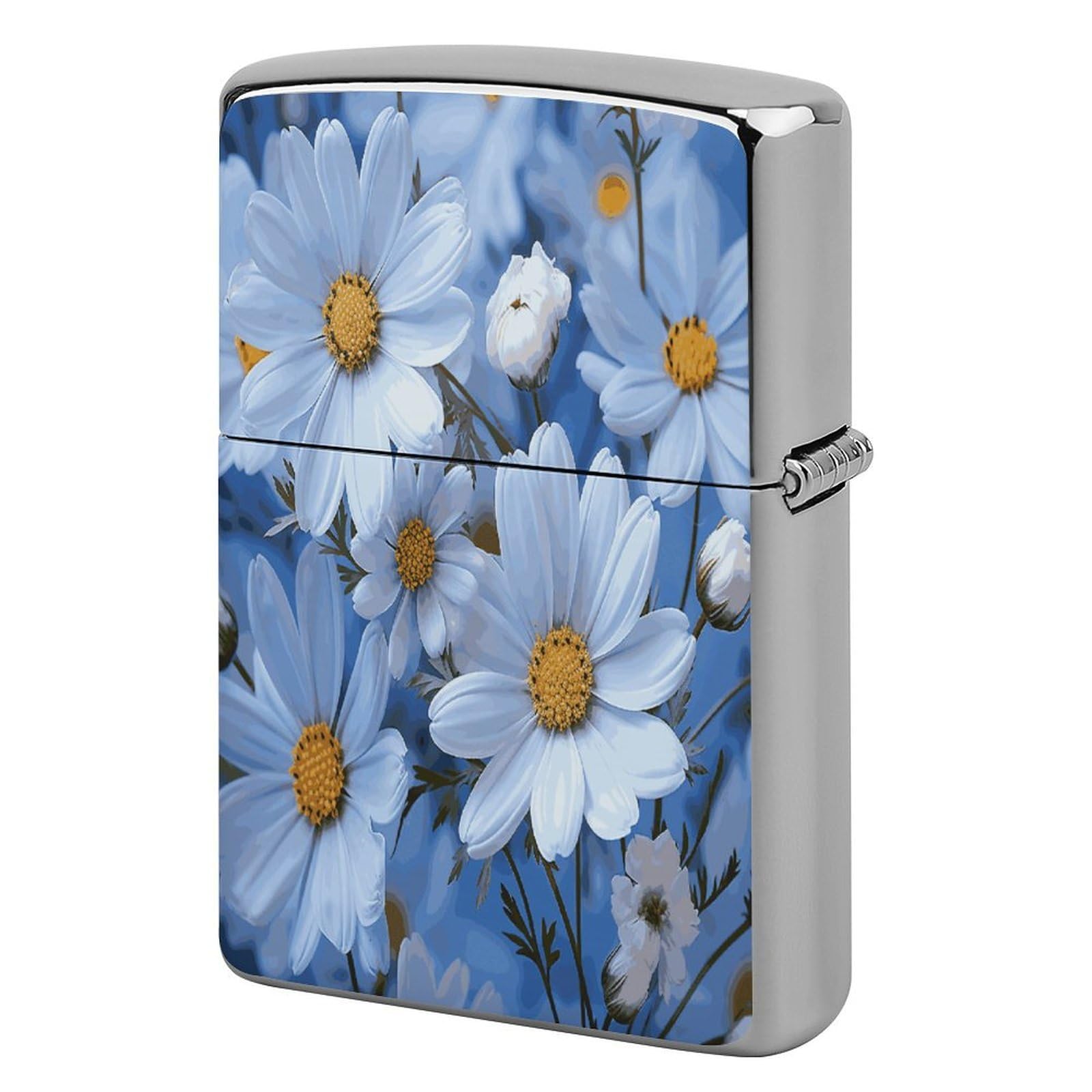 Btcowzrv Style Daisy Blue Metal Lighter Case Sleeve Cover Holder
