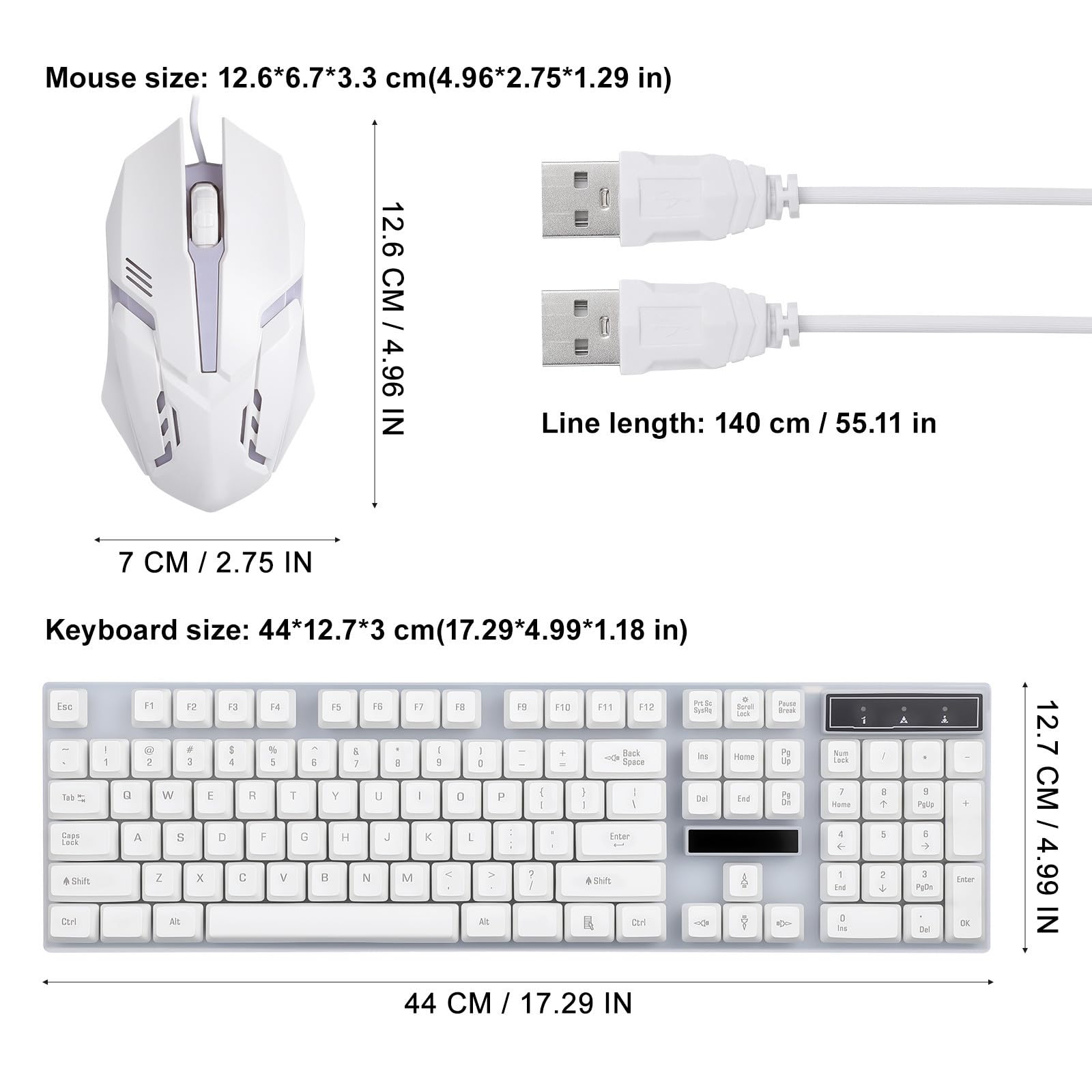 SHINEOFI Set Tastiera Wireless Retroilluminata Mouse USB Ergonomico in Abs, Design Comodo e Pulsanti 104, per Gaming e Lavoro