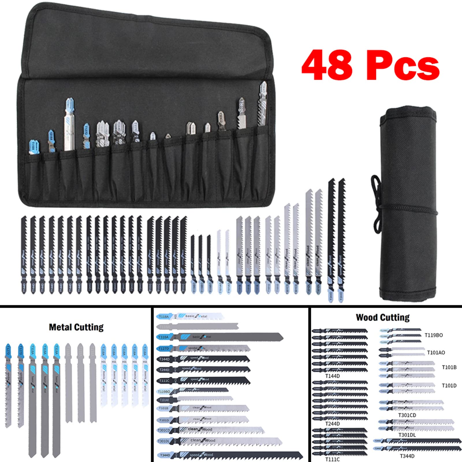 Juego De Hojas De Sierra De Calar Para Carpintería, 48 Uds., HCS HSS, Hojas De Sierra Recíprocas, Corte Para Cortar Madera, Metal Y Plástico