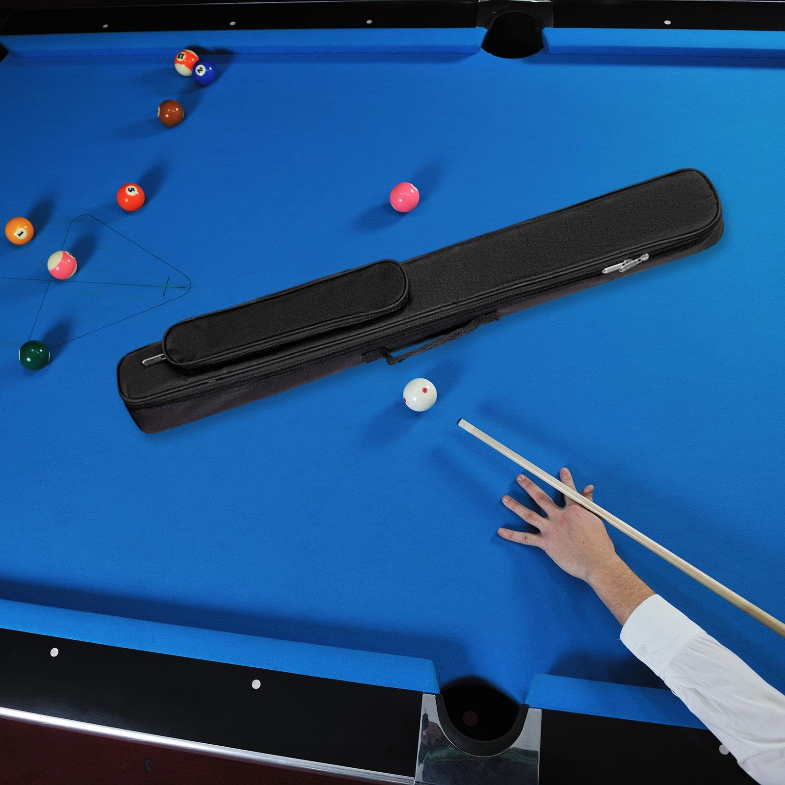 Oshhni Étui de Transport pour Queue de Billard 1/2, Housse de Protection à Fermeture éclair, Pochette de Rangement pour Accessoires, Sac pour Queue de