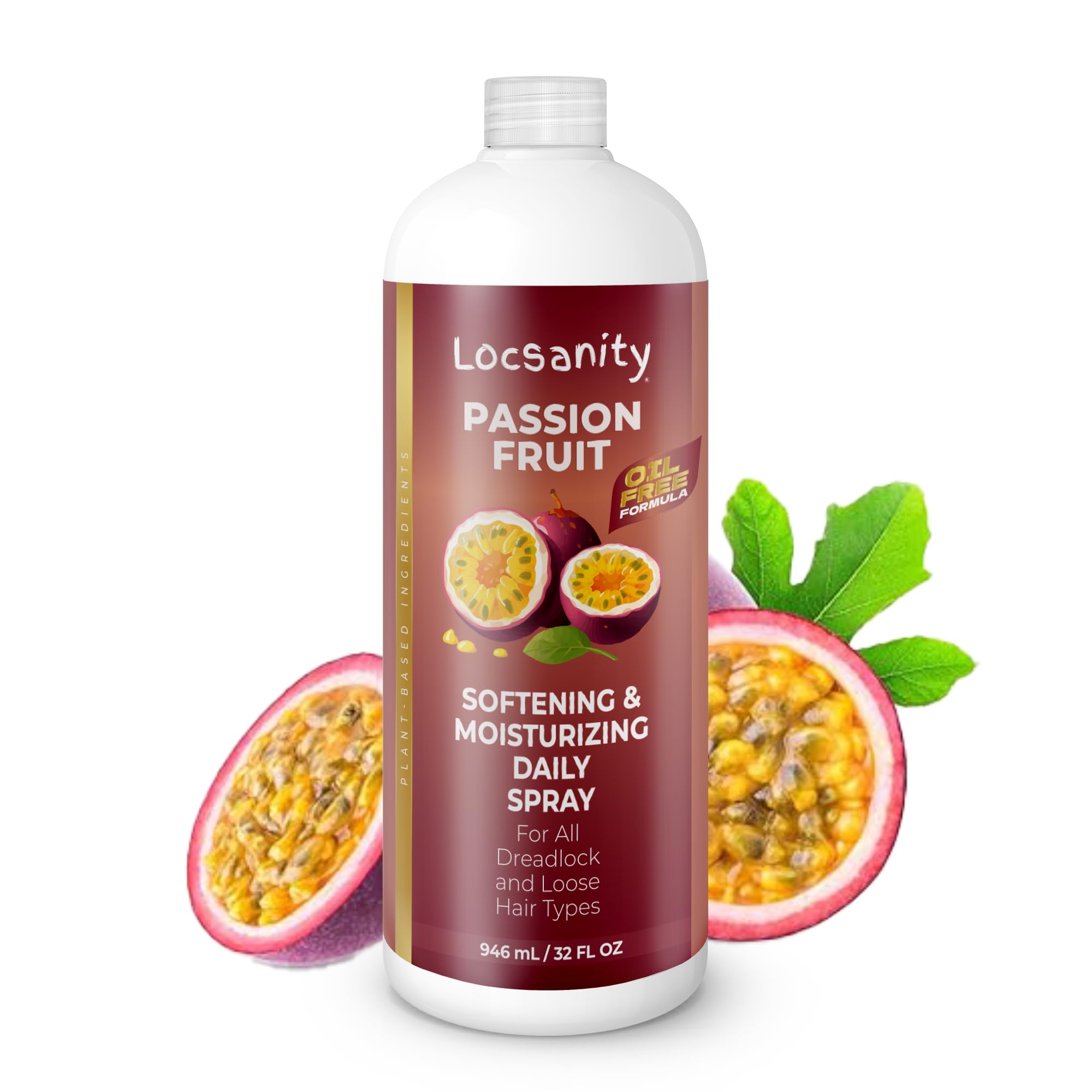 Locsanity Daily Moisturizing Spray for Dull, Dry Locs β Jumbo Size Passion Fruit Hair and Scalp Moisturizer for Dreadlocks, Sisterlocks, Microlocks, Braids to Control Oil and Frizz (32 fl oz)