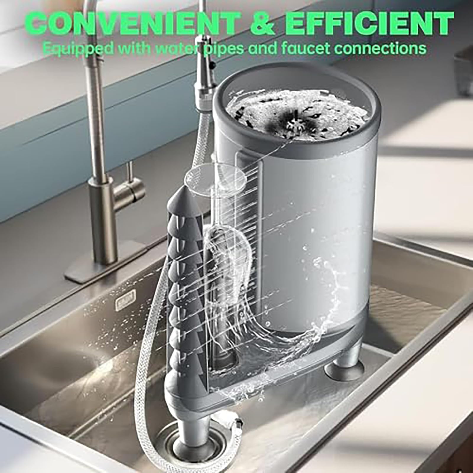 Lavavasos no eléctrico, máquina de Lavado de Vasos de Alta presión, enjuagadora de Vasos Comercial con Cepillo de Limpieza de 360°, Limpia el Interior y el Exterior for cafeterías y Bares