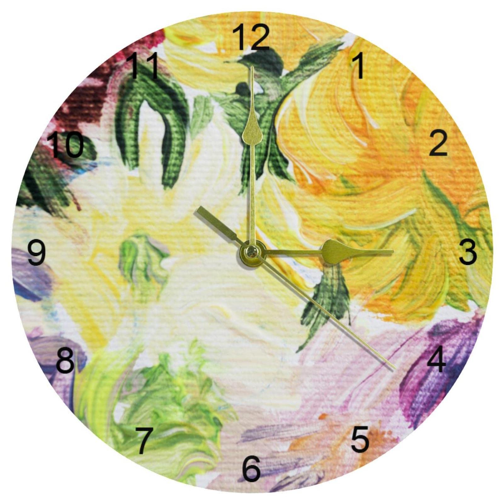 Horloge murale de qualité à quartz 25,4 cm au design floral