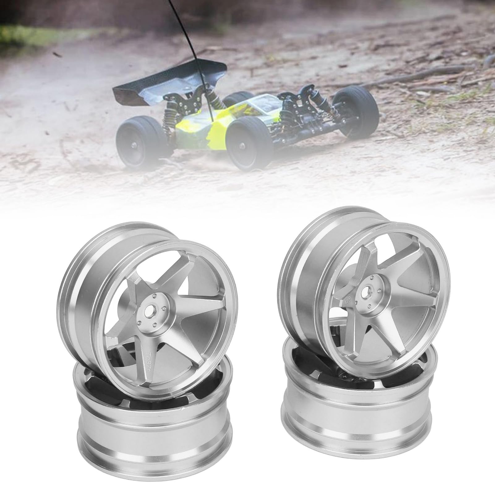 RC Wheel Hub Aluminium CNC CNC Maszyna wielokrotnego użytku 1/10 RC Koło samochodowe dla Traxxas HPI Kyosho HSP i inne modele samochodów 1/10 RC 4PCS (Srebrny)