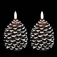 Vista 10 de Wondise - Velas sin llama con temporizador, con mecha parpadeante a batería, de cera real, en forma de piña, para decoración interior de vacaciones