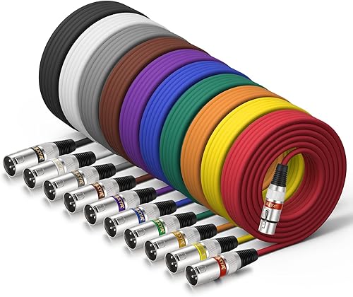 Miniatura 12 de EBXYA Cable XLR de 2 pies, paquete de 10 unidades, 3 pines, cable de micrófono XLR equilibrado macho a hembra, adecuado para mezclador de audio, 10