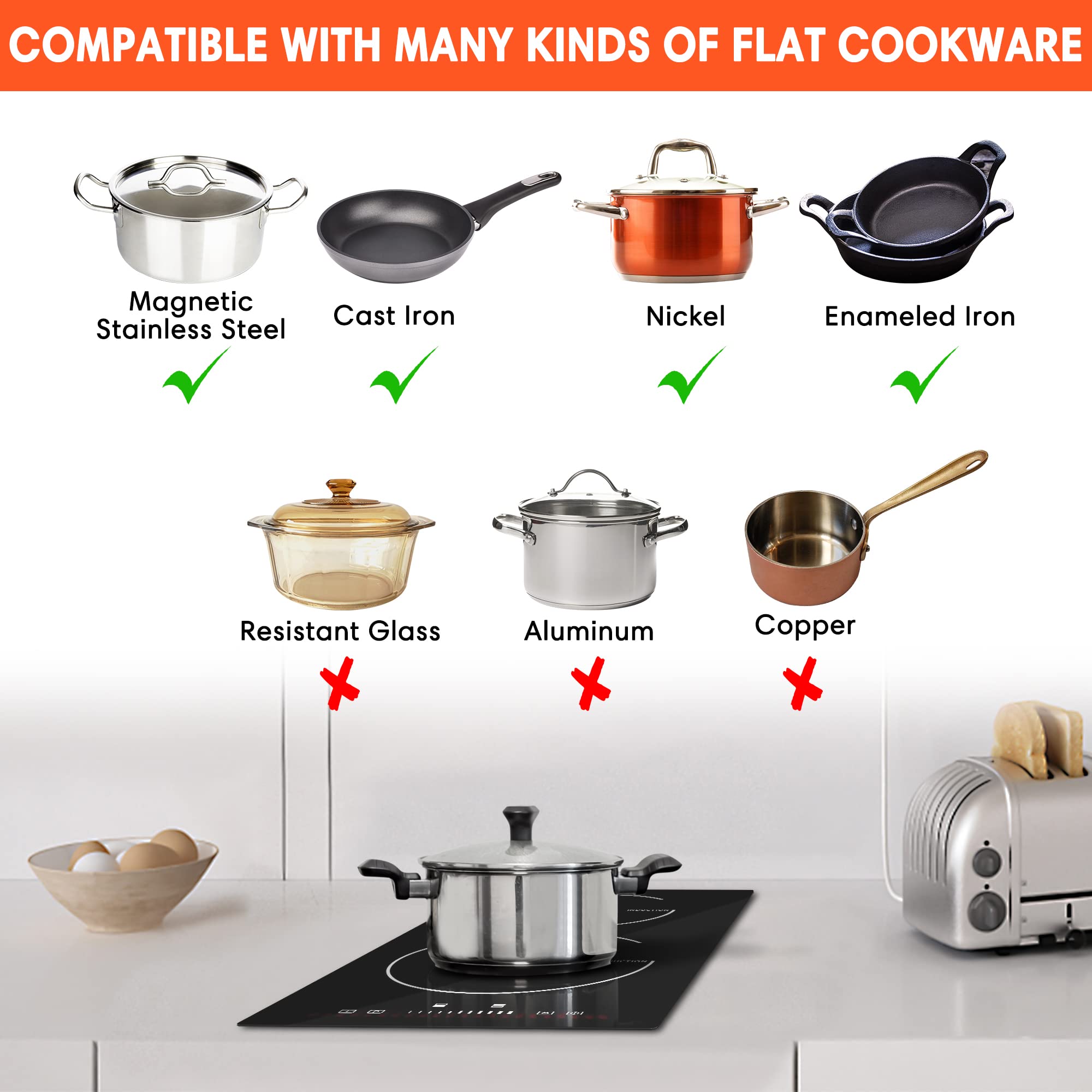 Buy 4 Ring Induction Hob, Sincreative 60cm Electric Hob with 4 Burner