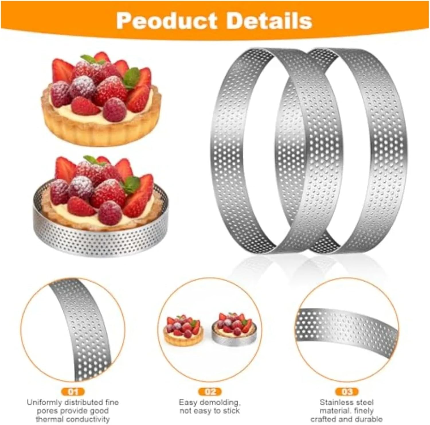 20Pcs cookie rings for baking 4inch Tart Ring for Baking 4Inch pastry rings crumpet ring Stainless Steel Nonstick Metal Round Ta