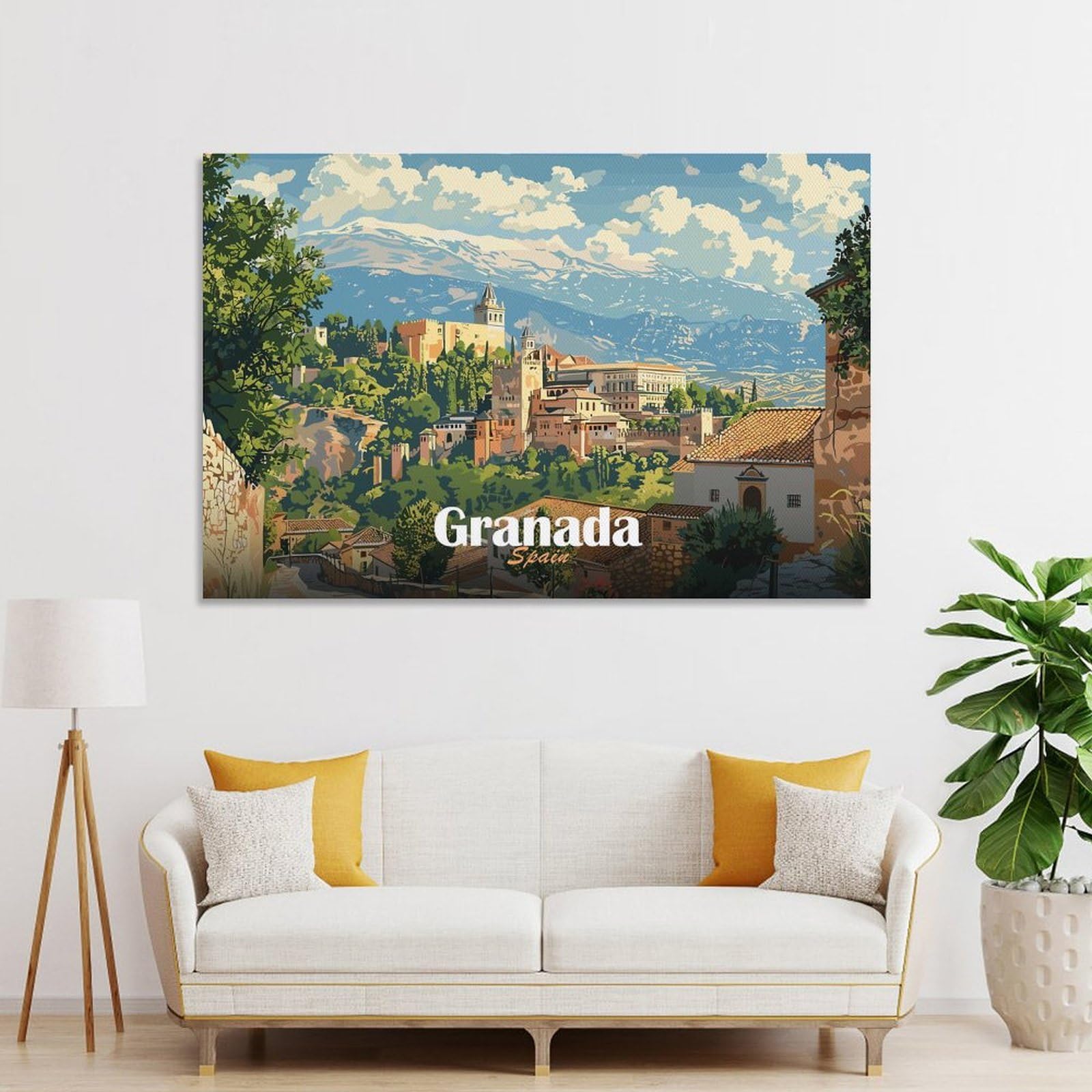 Junmoney Unframe-Style-5 Granada, Spain Vintage Poster Wall Picture Print, 16X24inch(40X60cm), For New Homes, Bedrooms Or Workspaces, Thoughtful Wall Decor For Art Lovers