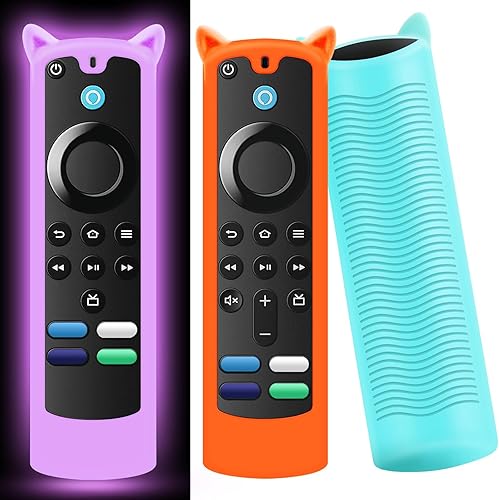 Wevove Paquete de 3 Funda de silicona para control remoto de tercera generación con cordón, funda protectora de silicona suave antideslizante (solo