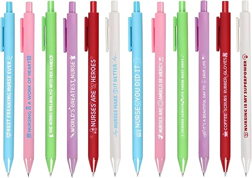 Juego de 12 bolígrafos divertidos para enfermeras, regalos de fiesta temática de enfermera, papelería, suministros de oficina, enfermeras,