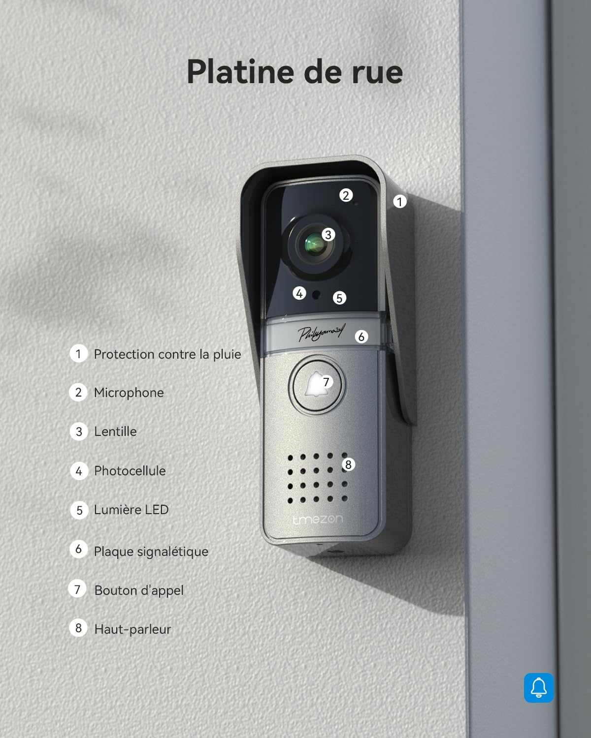 TMEZON Visiophone Connecté 4 Fils Kit avec 2 moniteurs 7", V20 Interphone Vidéo Filaire,Portier Vidéo pour Une Famille,Platine de Rue, Sonnette de Camera
