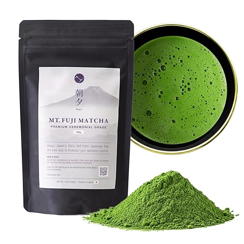 Asayu Japan Matcha Powder - Té verde de grado ceremonial premium, fuente de Monte Fuji, fabricado en Japón (bolsa de 3.53 onzas)
