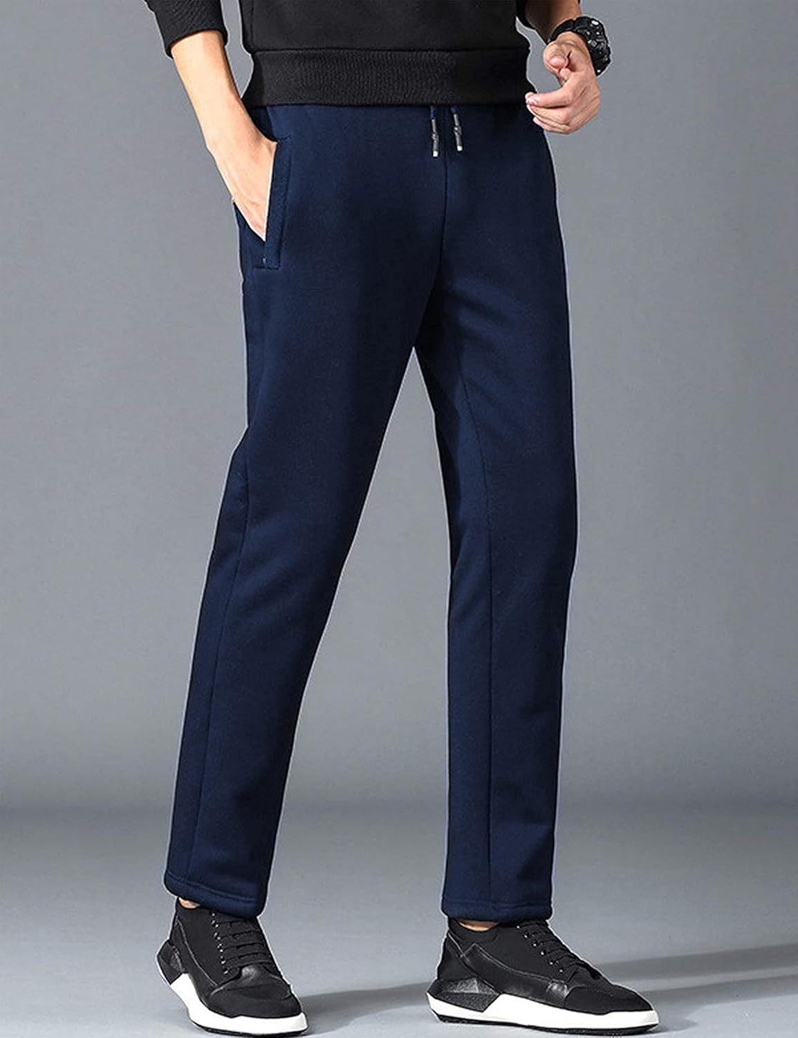 Yeokou Mens Winter Warm Sherpa Lined Active Thermal Jogger Fleece Sweatpants Pant - Image 2