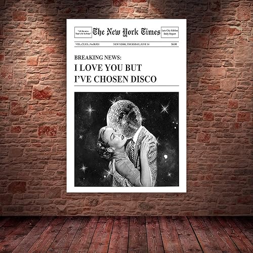 Miniatura 2 de SKINGE Pósteres vintage de discoteca para habitación, lienzo estético en blanco y negro, arte de pared, citas de humor, impresión retro de moda para