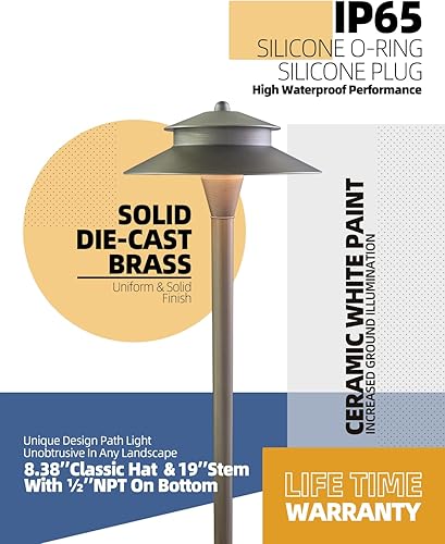 Miniatura 3 de MALORY Luces de camino de bajo voltaje con bombilla G4, 1 unidad, (24 pulgadas de alto), luz de camino de paisaje de latón de 12 V para exteriores