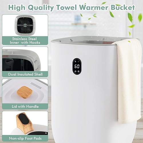 Miniatura 6 de Tangkula Calentador de toallas grande de 35 litros, calentador de toalla caliente de lujo con temporizador de 20-90 minutos y modo de secado de 2-5