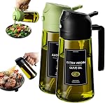 CXINYI 16oz/470ml Olive Oil Dispenser Bottle with Stickers - 2 in 1 Olive Oil Spray Bottle, Air Fryer & Salad, Light-Proof Glass Kitchen Gadgets, Black&White
