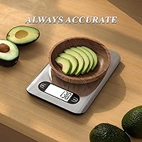 Vista 2 de Báscula digital de cocina, capacidad de 17 libras, báscula de alimentos con pantalla LCD, peso gramos y onzas para cocinar y hornear, plataforma