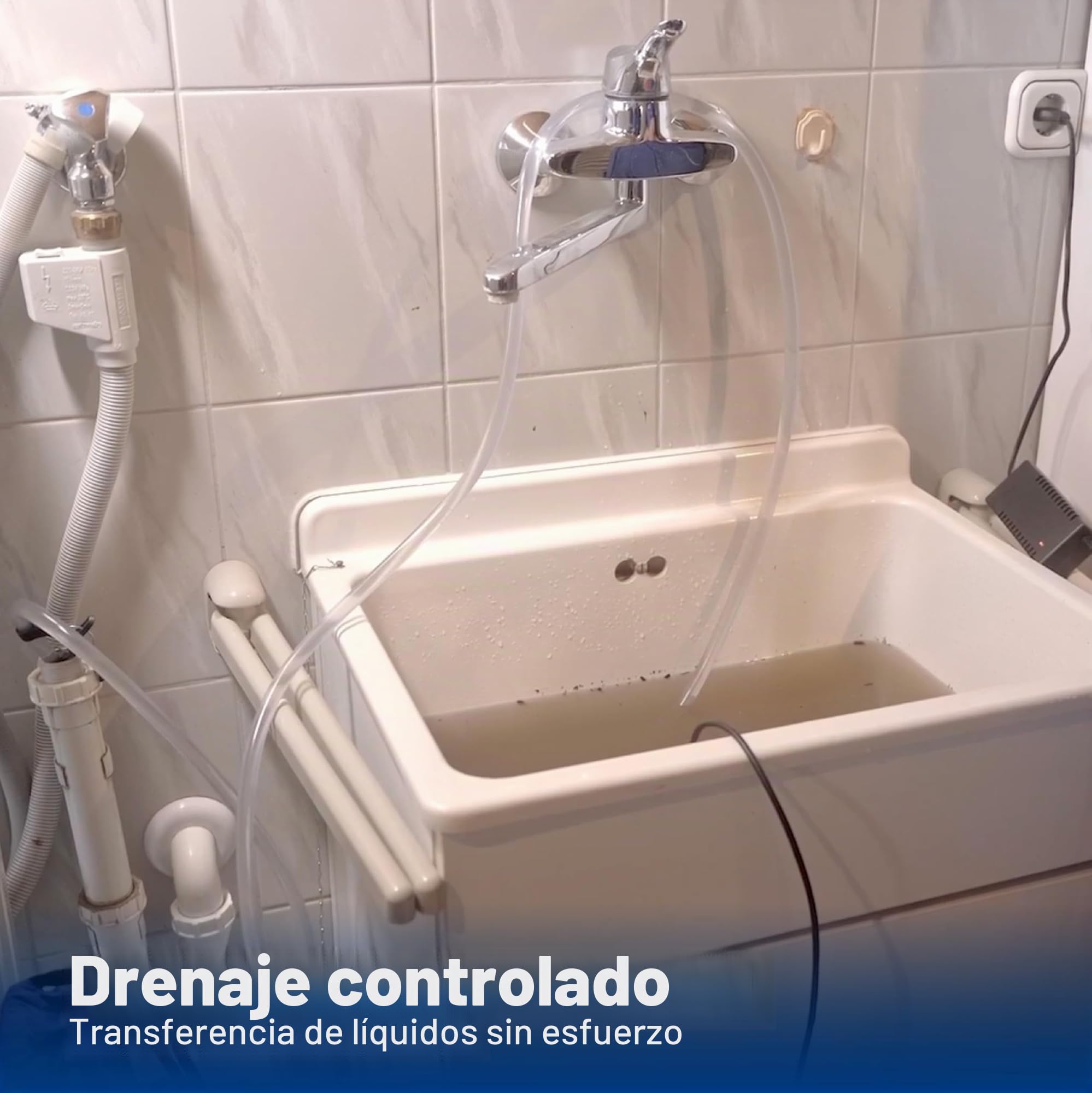 DERBLAUE® Sistema de bombas de alto rendimiento con bolsa de transporte incluida | Complemento ideal para la bandeja profesional, para bombear líquidos o vaciar tanques, miradas y aseos de manera eficiente.