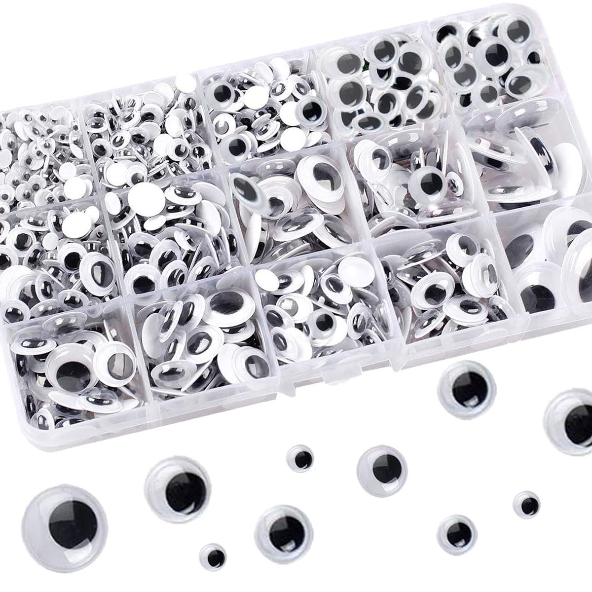 Selbstklebend Wackelaugen, 1280 Stück Wiggle Googly Augen Kunststoff Puppe Augen, Kulleraugen Selbstklebend für DIY Scrapbooking Handwerk