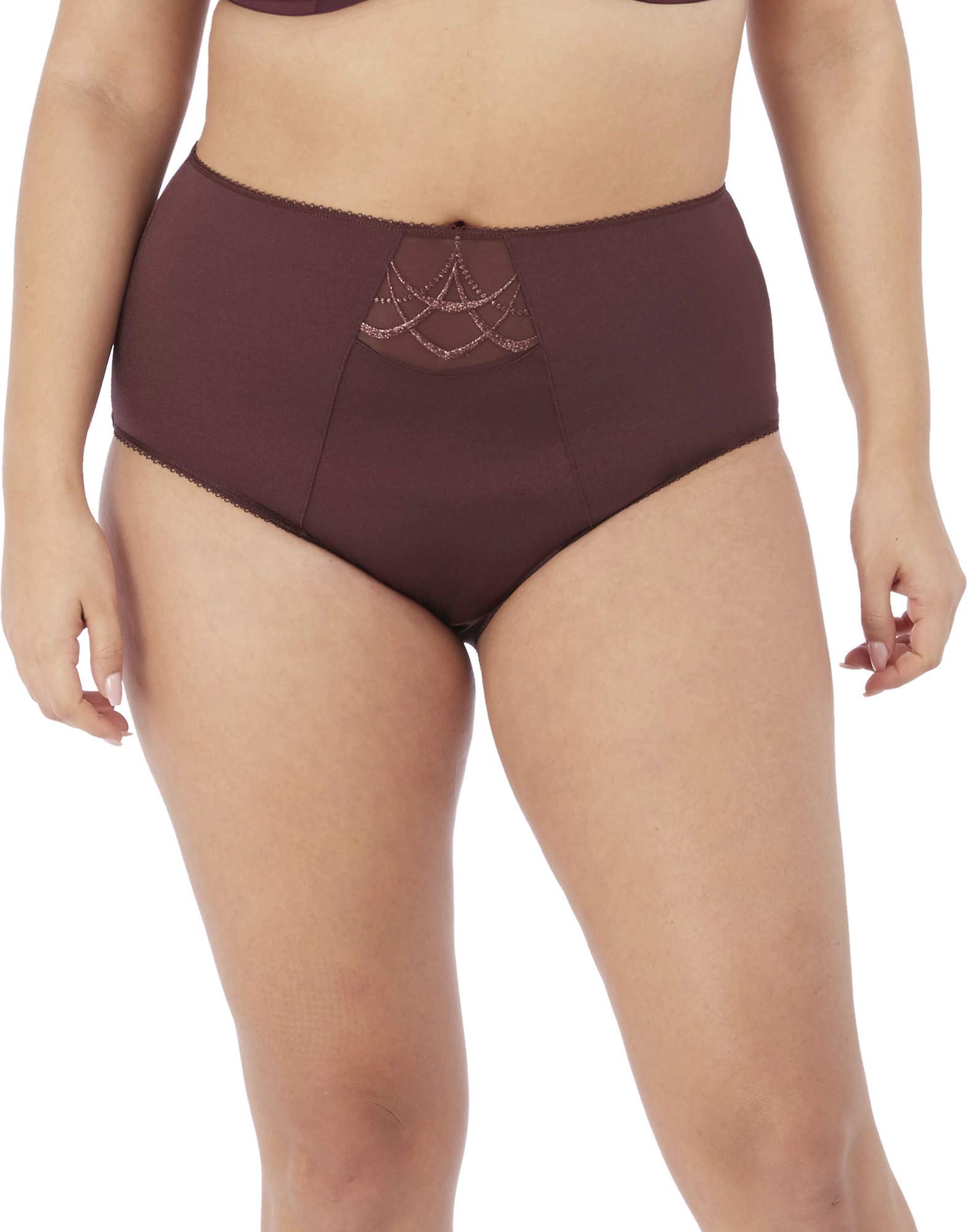 Elomi Women's Cate Embroidered Full Coverage Brief Underwear, Raisin, Large