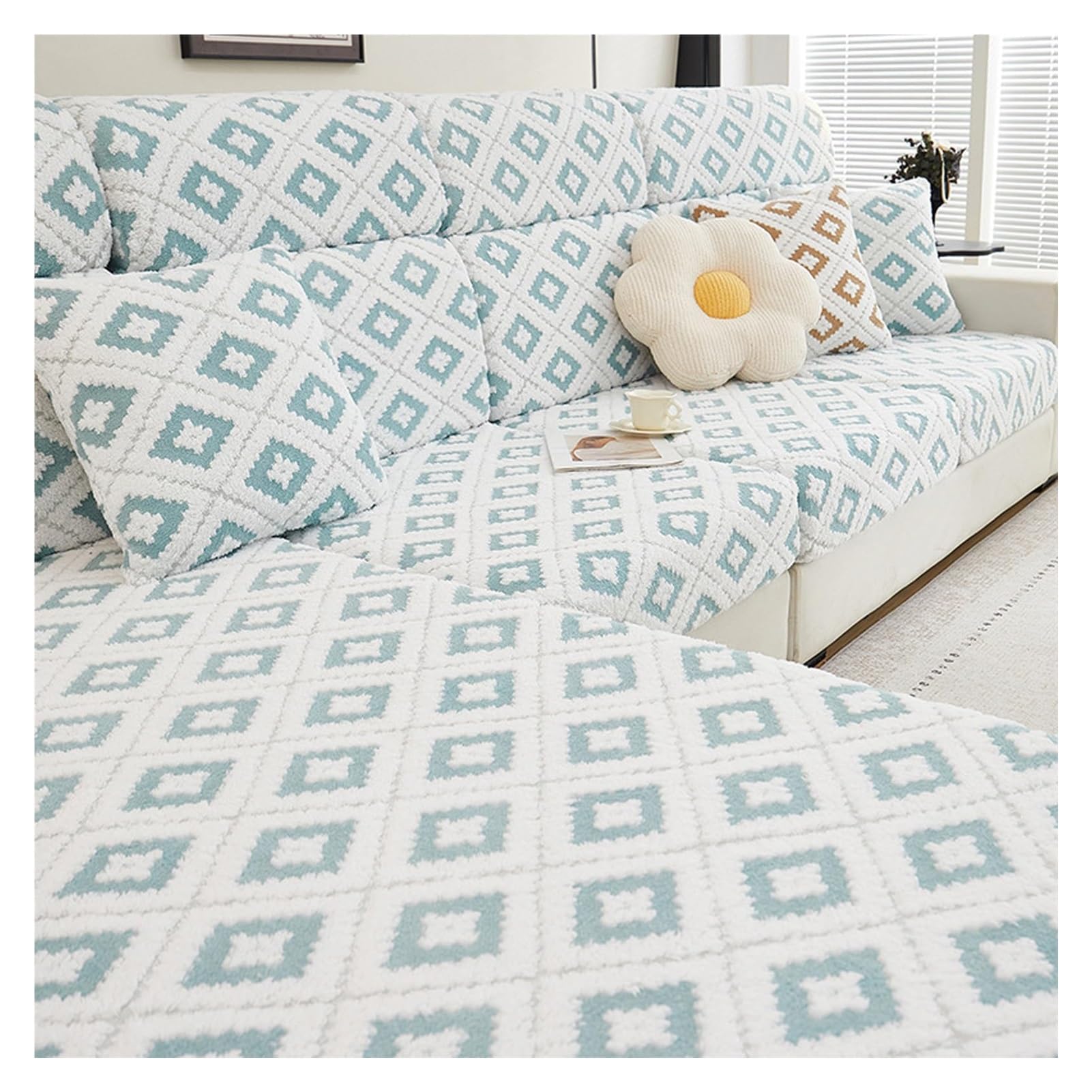 Housses de coussin de canapé velours extensible salon chaleureux 2 places