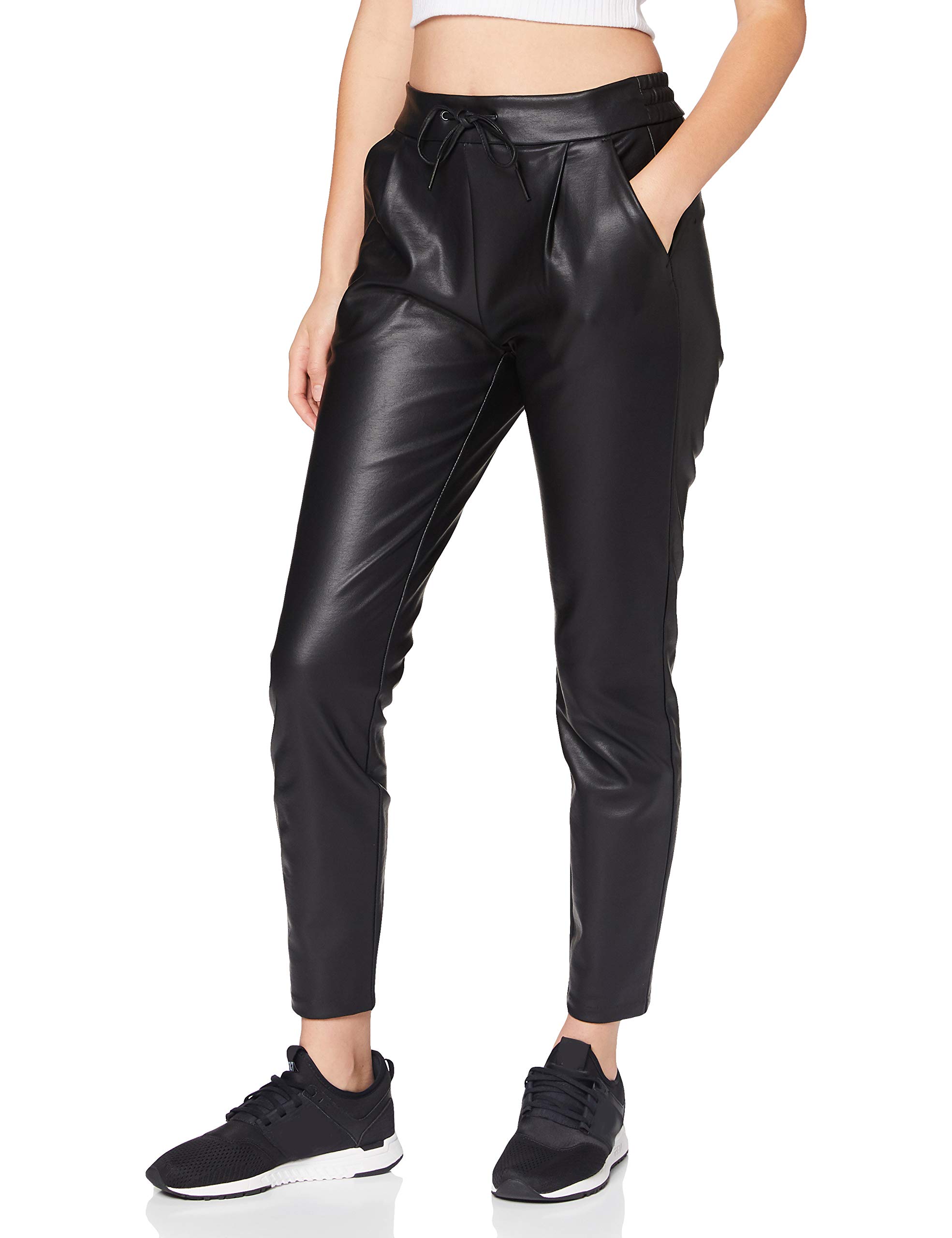 Vero Moda Women's VMEVA MR Loose String Coated Pant NOOS, Black, XS