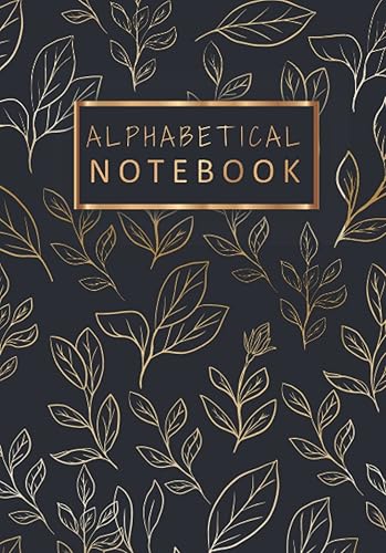 Alphabetical Notebook: A5 Alphabetical A-Z Index Lined Journal with Tabs Printed, Leaves Pattern Cover