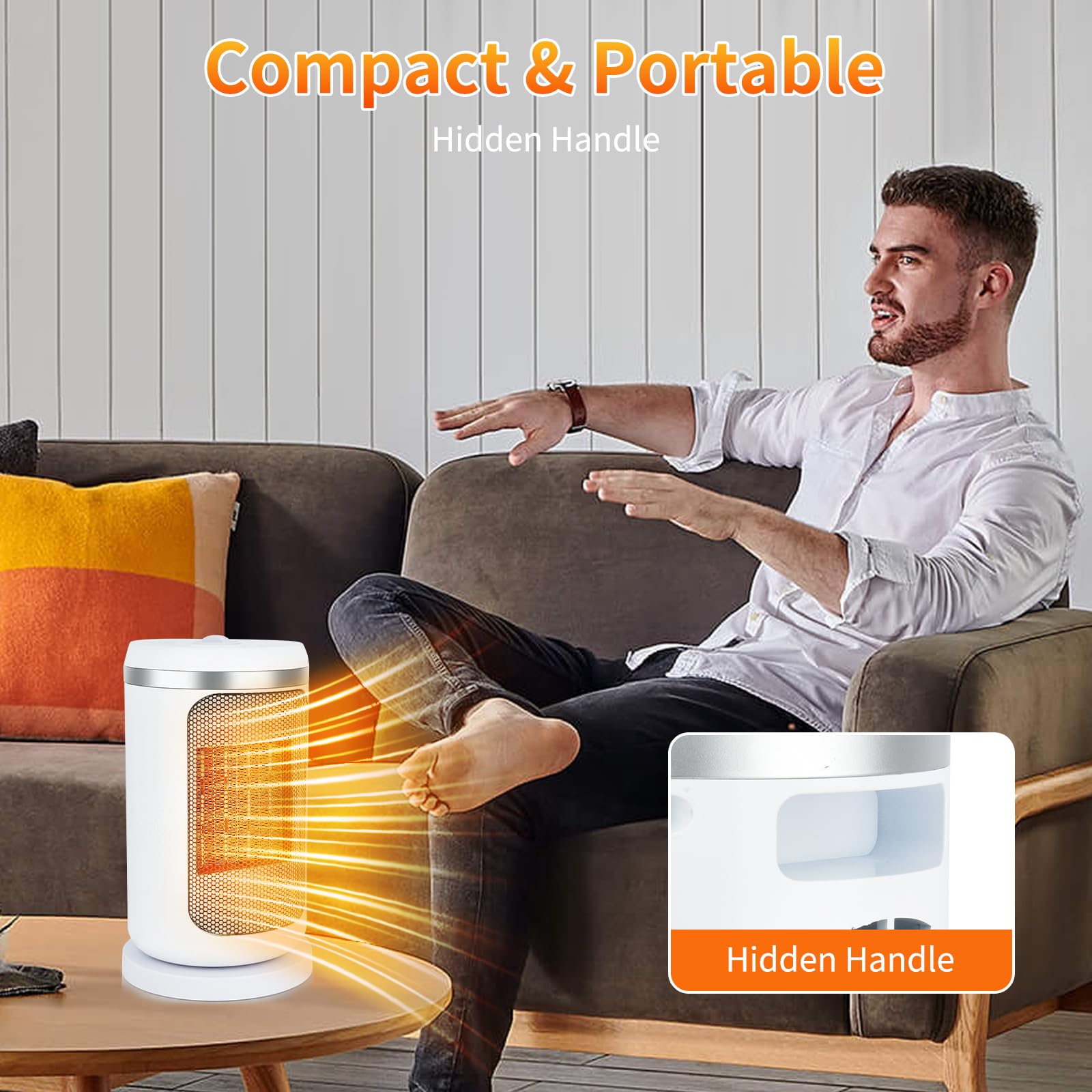 Comfort Zone Portable Space Heater – Fan-Forced, Adjustable Thermostat, 2 Heat Settings, 1500W, Black