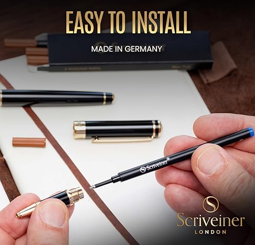 Miniatura 4 de Scriveiner Recambio de punta redonda azul fino  4 recambios de bolígrafos de punta redonda  Recambio de bolígrafo de seguridad de cerámica no seco F