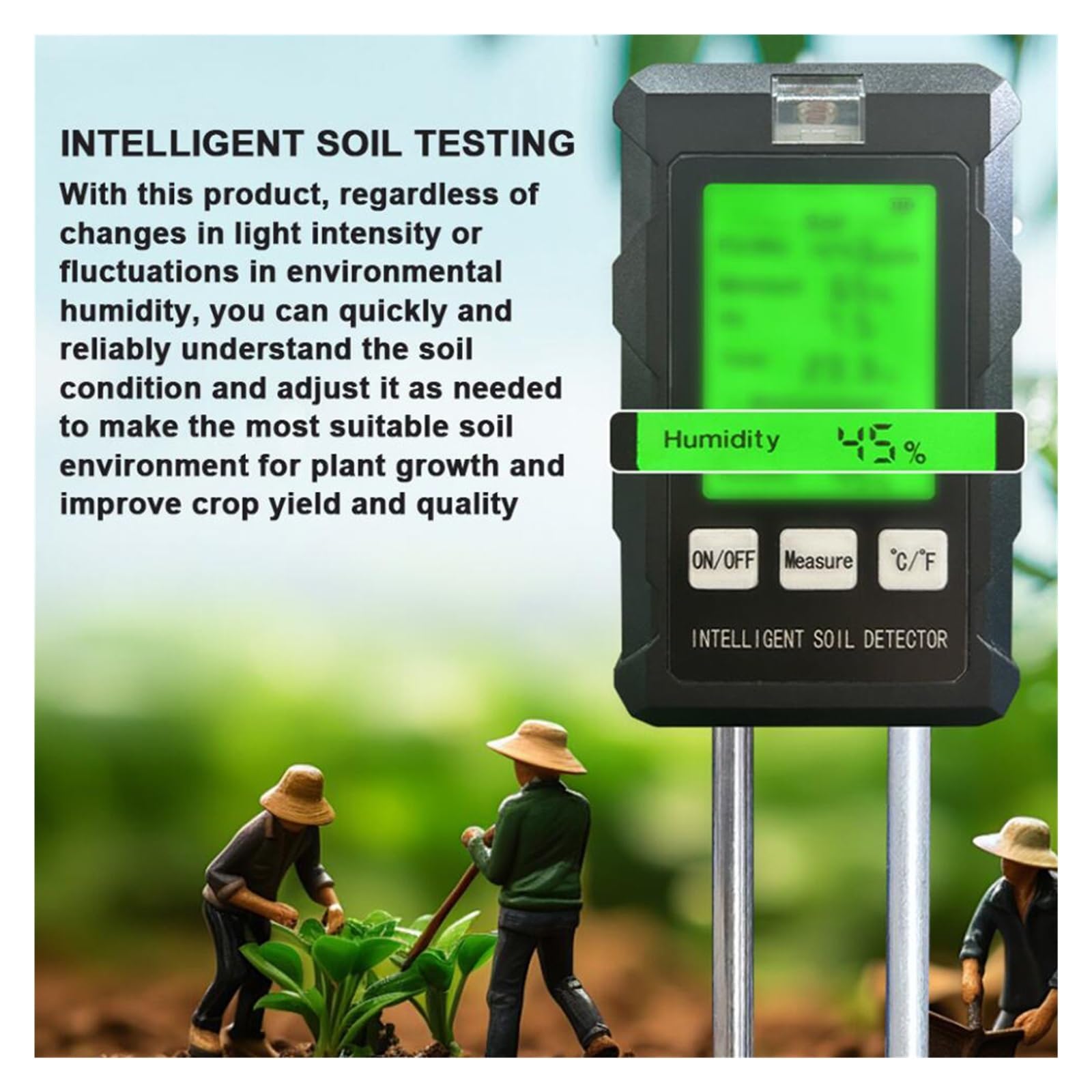 Medidor de pH, humedad, luz solar, temperatura, fertilidad del suelo, comprobador, sensor Agricultura y actividades al aire libre