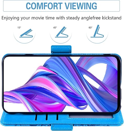 Miniatura 5 de Asuwish Funda de teléfono para Huawei Y9sHonor 9X Pro con protector de pantalla de vidrio templado y cartera de cuero con flores, funda abatible,