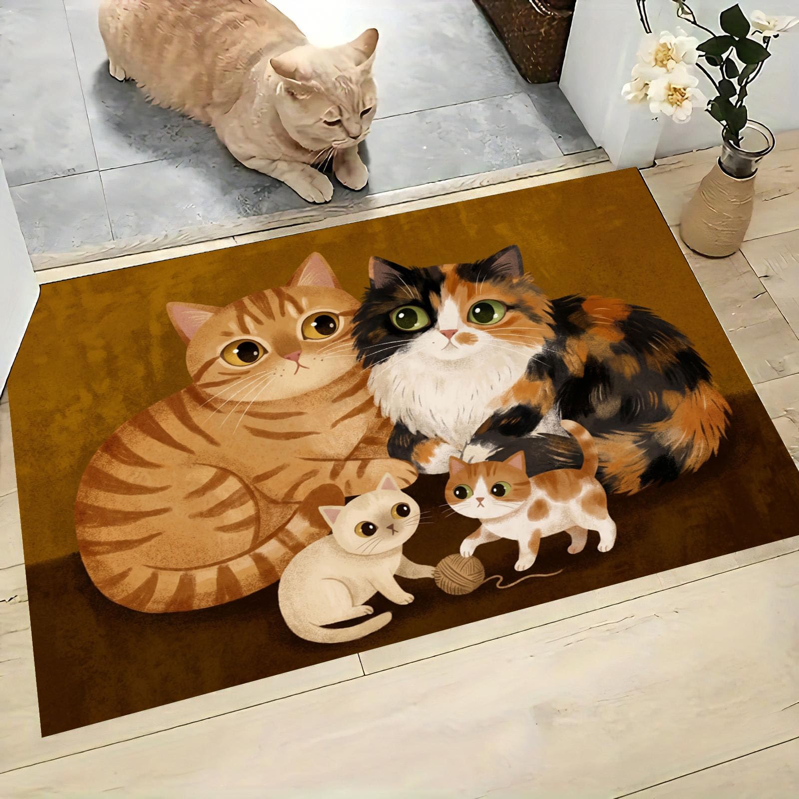 Paillasson chat orange 60x90 cm idéal pour une entrée chaleureuse intérieur et extérieur