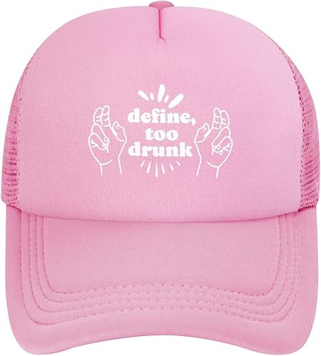 Define Too Drunk - Gorra de béisbol de malla para golf, gorra para papá, ajustable, para hombres y mujeres, color negro