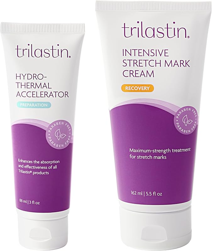 Firming Stretch Mark Cream & Hydro-Thermal Accelerator - Stretch Mark Cream Duo for Postpartum & Weight Loss - Body Firming Cream - 5.5 oz + 3 oz